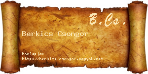Berkics Csongor névjegykártya